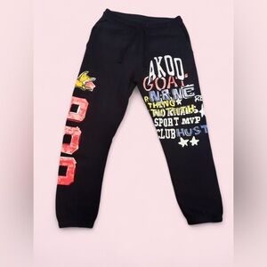 Akoo Black Graphic Jogger Sweatpants Colorful Varsity Streetwear Size L